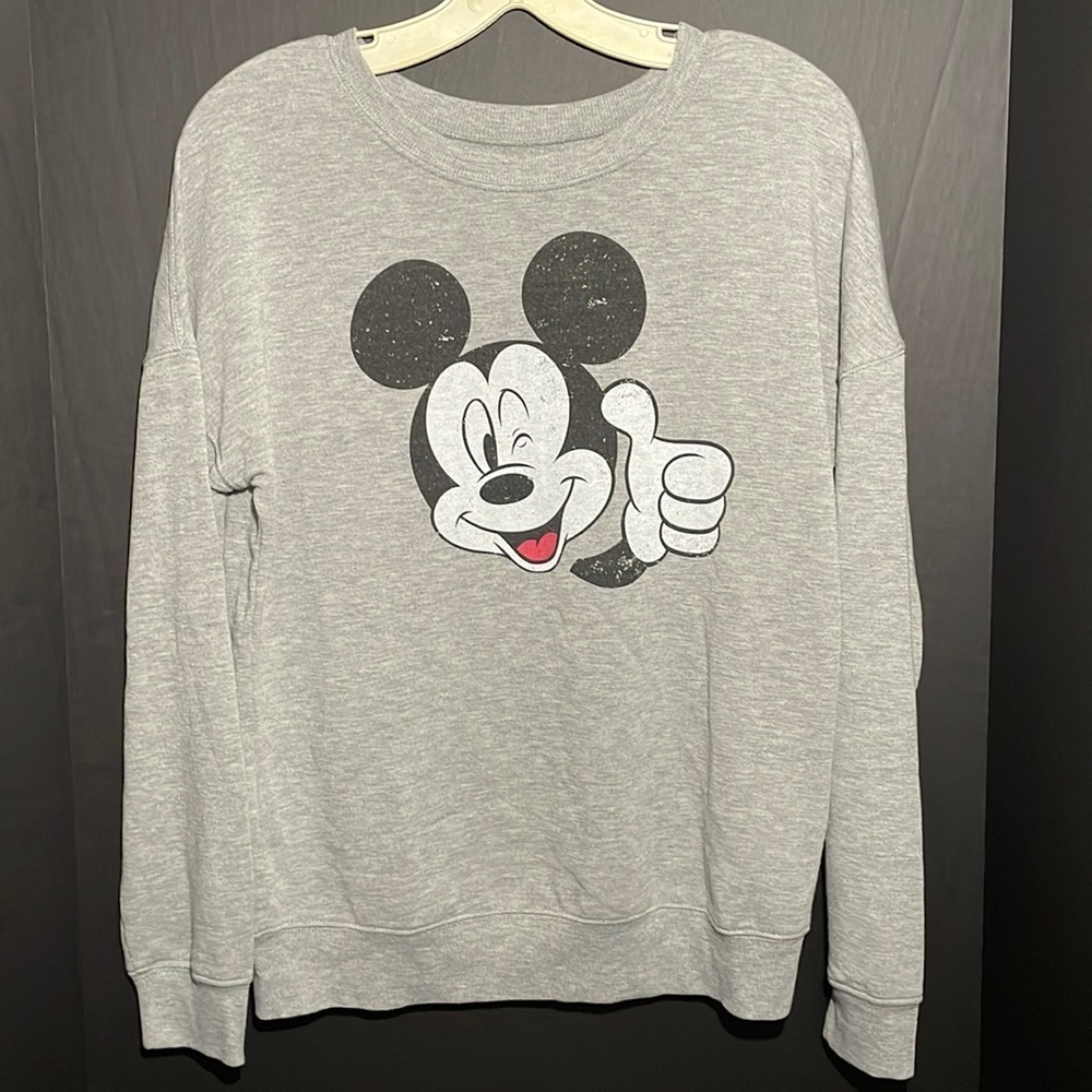 DISNEY Mickey Mouse gray scoop neck sweater in women’s size small - Picture 2 of 5